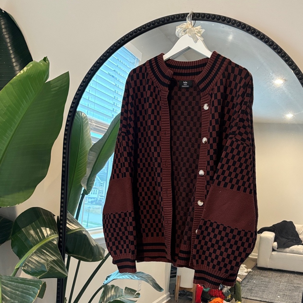 Dressed in LALA grandpa checkered sweater